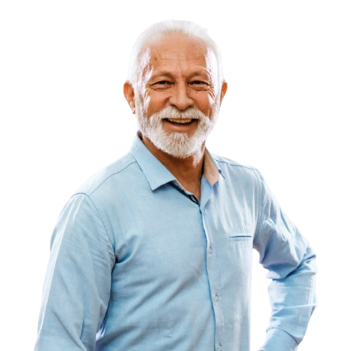 Friendly senior man with white beard representing happy Lawrence senior insurance policyholders